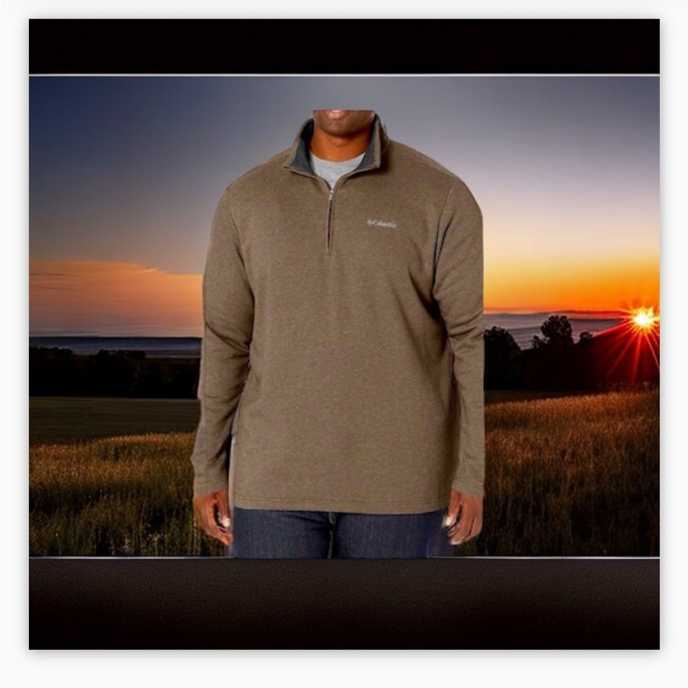 Men's Columbia Grey Long Sleeve Fleece 1/4 zip pullover.Sherpa Neckline …
